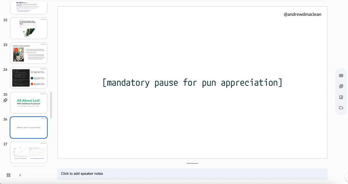 Andrew MacLean (@andrewdmaclean) on Twitter photo If your conference talk deck doesn't have one of these slides, are you even really speaking at a dev conference?
(P.S. My talk for <a href="/CodesCarolina/">Carolina Code Conference</a> definitely does!) If your conference talk deck doesn't have one of these slides, are you even really speaking at a dev conference?
(P.S. My talk for <a href="/CodesCarolina/">Carolina Code Conference</a> definitely does!)