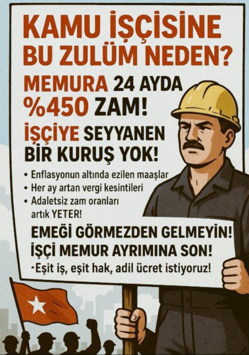 Kamu işçilerinin,

♦️Vergide Adalet 
♦️Refah Payı
♦️Eşel Mobil 
♦️Tayin Hakkı
♦️Meslek Kodu
♦️ Kıdem Farkı 
♦️Kıdem Tazminatı 
♦️ Sendika Aidat İndirimi
♦️ Delegesyon Sistemi 
gibi sorunları devam ediyor.

Kamuİşçileri İtibarsızlaştırıldı

<a href="/isikhanvedat/">Prof. Dr. Vedat Işıkhan</a> <a href="/hakiskonf/">HAKİŞ KONFEDERASYONU</a> <a href="/turkiskonf/">TÜRK-İŞ</a>
