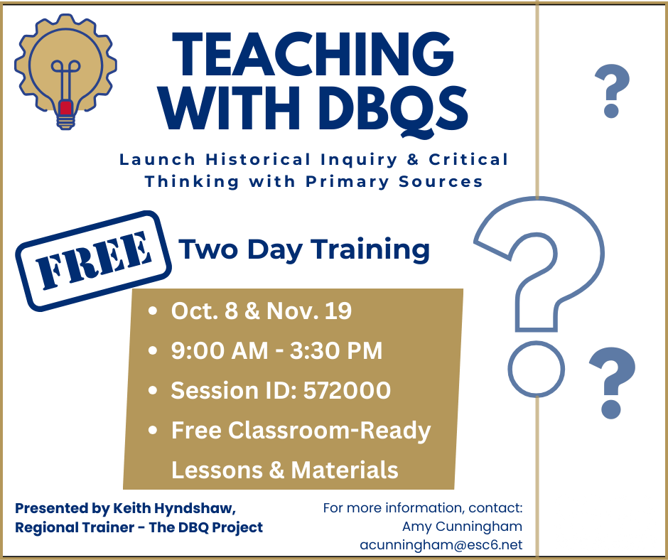 Upcoming Event: Teaching with DBQs - escweb.net/tx_esc_06/cata…