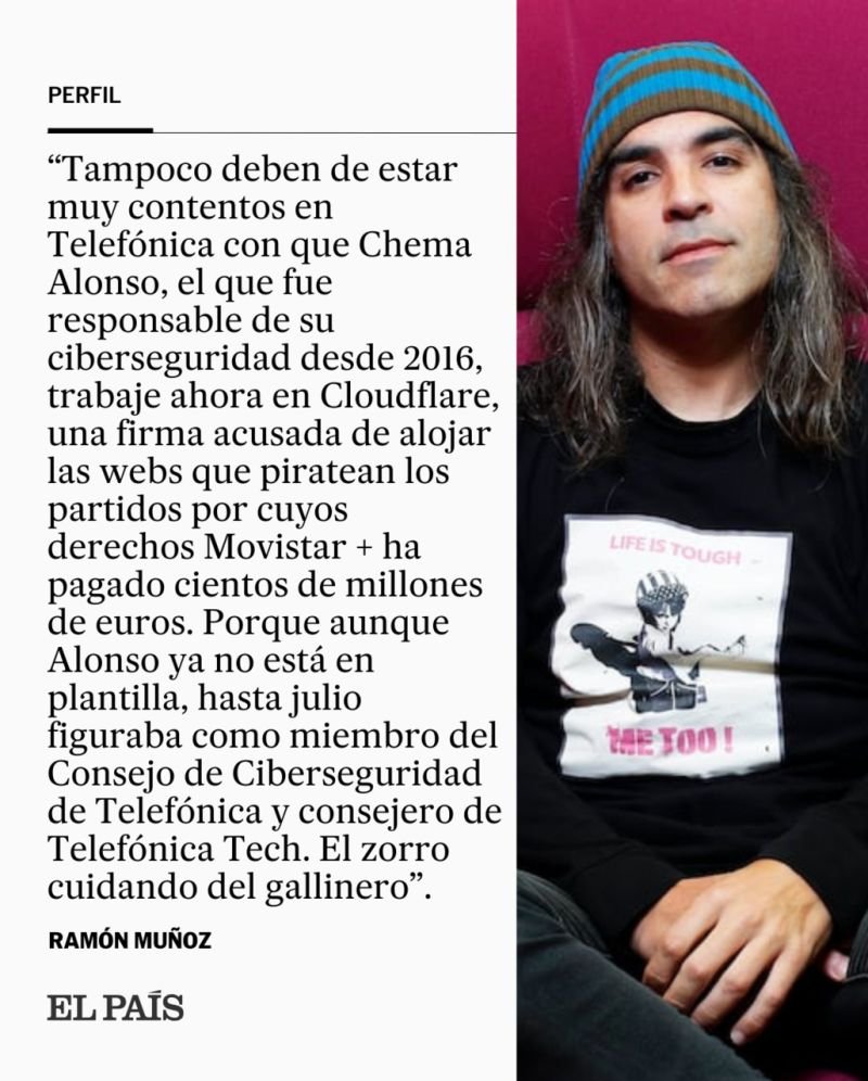 La cacería mediática contra Chema Alonso en España es lamentable.

Cada día, algún medio le salta a la yugular con titulares amarillistas o directamente falsos.

No lo conozco personalmente, más allá de un par de saludos en eventos, pero estoy convencido de que nadie merece este