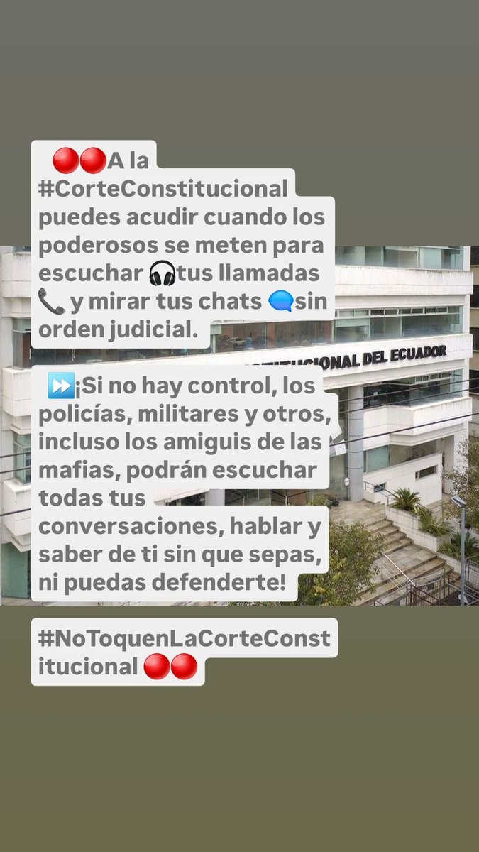 #RespaldamosALaCorte | #LaCorteNoSeToca | #DefiendeLaCorte  | #DefendamosLoPublico ✊🇪🇨.

<a href="/CorteConstEcu/">Corte Constitucional</a>