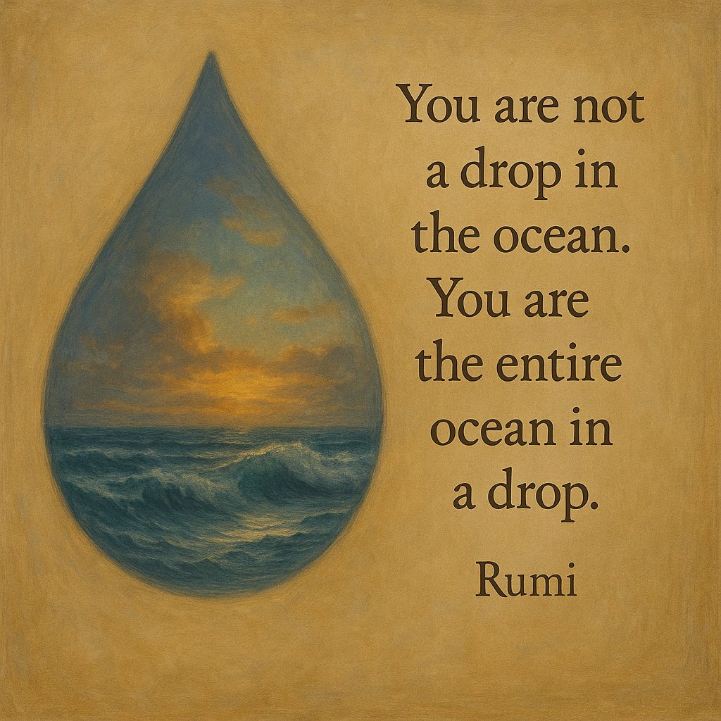 Rumi_Quote's tweet image. &quot;You are not a drop in the ocean. You are the entire ocean in a drop.&quot;