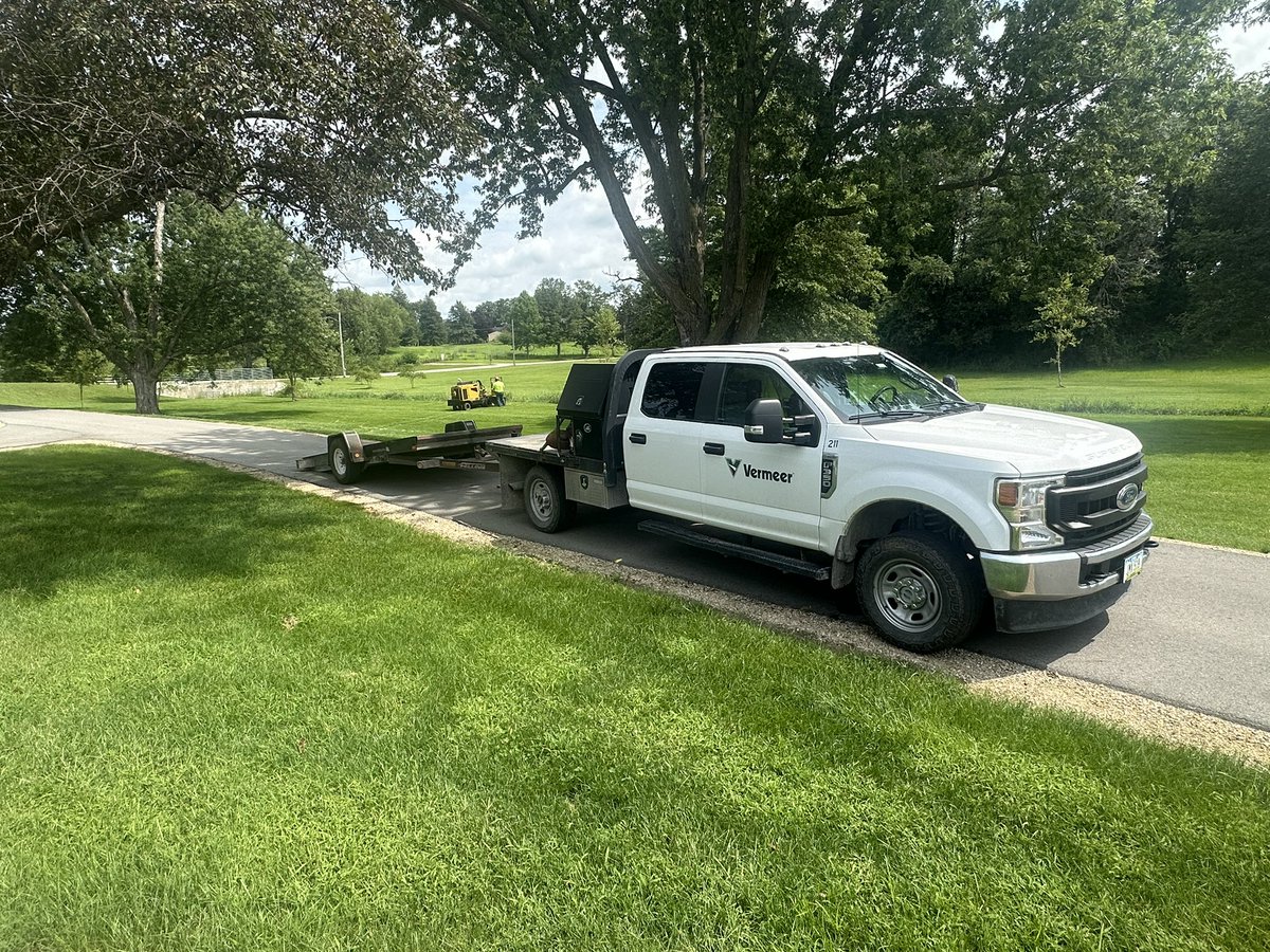 toddjacobus's tweet photo. Vermeer Corporation [@VermeerCorp] on Iowa Veterans Home campus in Marshalltown today grinding 35 stumps of trees taken down in 2024 by “Saluting Branches–Arborists United for Veterans Remembrance”. They’ll on campus on September 17, 2025. Thank you! #IowaVeterans https://t.co/WrrvcmyZLD