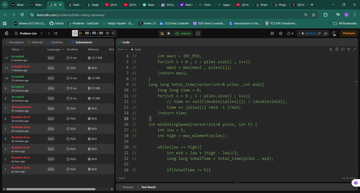 adityacs22's tweet photo. Day 11 of my #100DaysOfCode challenge!🚀
✅Problem no. --> 875 #LeetCode
✅2 medium BS problems on #gfg24
✅Variables and Data types #JS
✅25 JS syntax questions
✅Git commits
✔Will be starting JS+AI project tomorrow
#builtinpublic https://t.co/YIxayDpab5