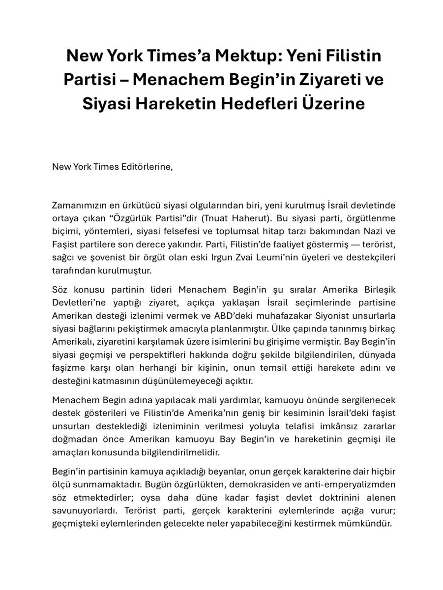rythme3's tweet photo. Albert Einstein, Hannah Arendt ve bazı önde gelen Yahudi entelektüellerin, New York Times’a yazarak İsrail’deki “Özgürlük Partisi”ni sert biçimde eleştirdikleri mektubu çevirdim.

Tamamı için PDF Link: https://t.co/jJWkkjLat1 https://t.co/vxt3PsnLMW