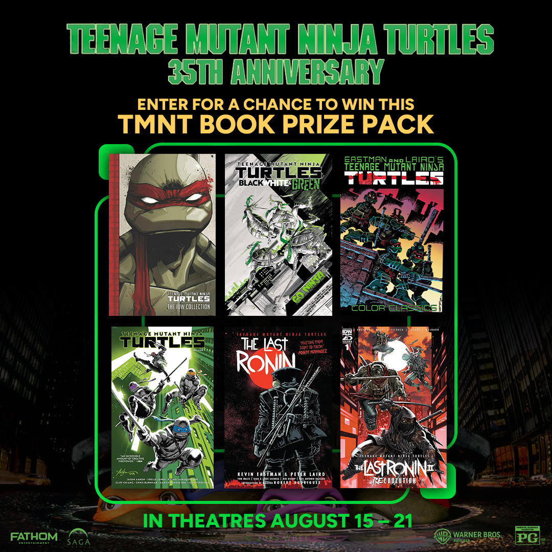 GTCinemas's tweet photo. 🐢 Cowabunga! Celebrate TMNT's 35th Anniversary at Golden Ticket Cinemas and enter to win an exclusive prize pack from Fathom Studios! 

Enter before Aug 15th and get tickets now for this totally radical big screen event! 

https://t.co/DFyaZ1RlPt

🍕#TMNT35 #GoldenTicketCinemas https://t.co/lJcQcJ6w9J