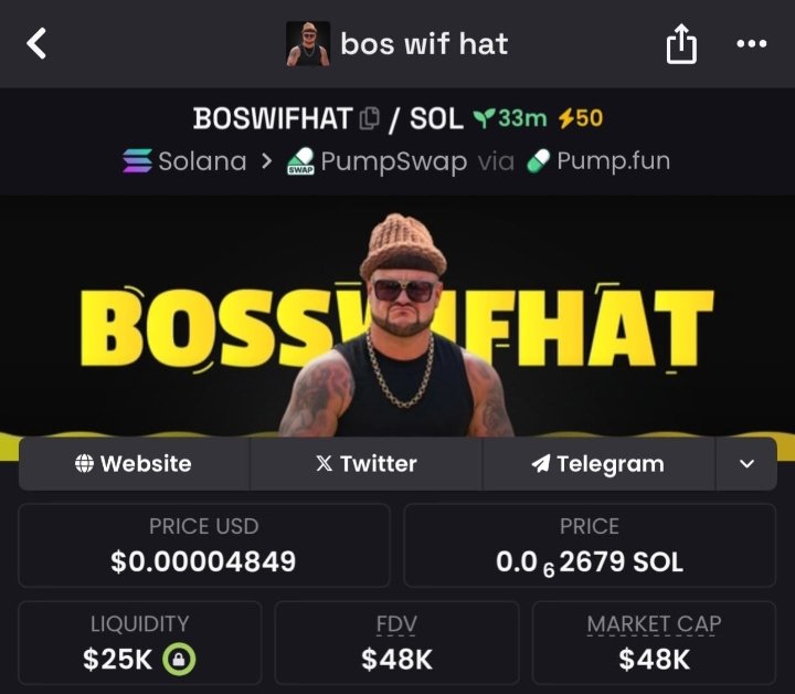 _MarketOperator's tweet photo. 48k to #BOSWIFHAT โ caught early before the crowd even noticed.
These are the kind of sniper entries I share first in my private Telegram before they blow up.
#solana https://t.co/jXT1VqJNvv