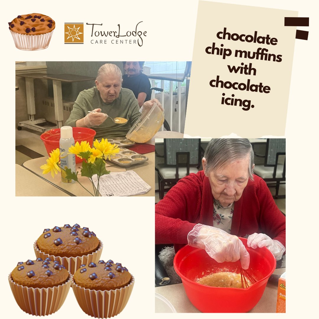 TowerLodgeCare's tweet image. Sweet smells and sweeter smiles! Our Baking Club whipped up delicious Reese’s chocolate chip muffins topped with rich chocolate icing — a peanut butter &amp;amp; chocolate lover’s dream come true!

#BakingClub #ReesesMuffins #ChocolateLovers #SweetTreats #BakingFun