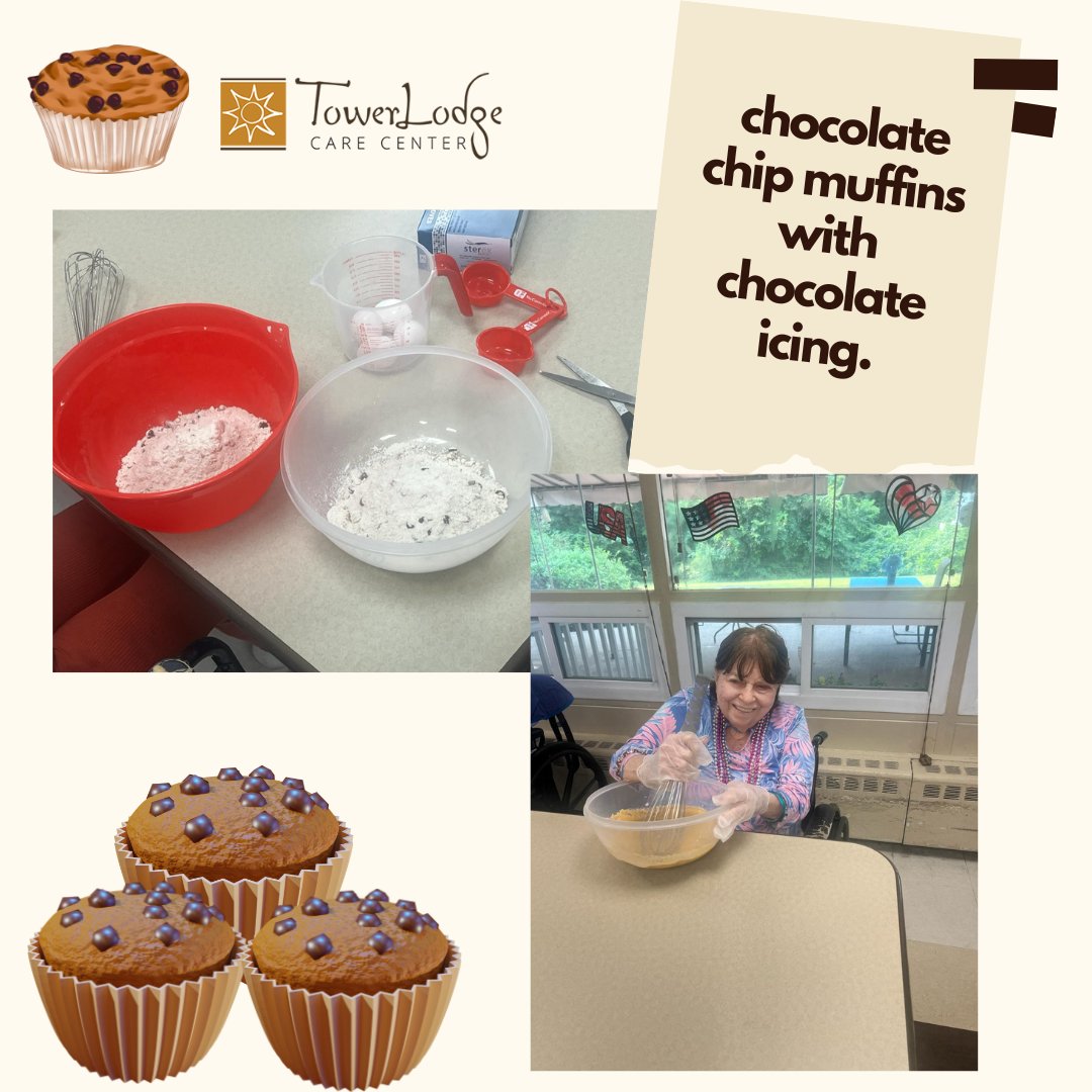 TowerLodgeCare's tweet image. Sweet smells and sweeter smiles! Our Baking Club whipped up delicious Reese’s chocolate chip muffins topped with rich chocolate icing — a peanut butter &amp;amp; chocolate lover’s dream come true!

#BakingClub #ReesesMuffins #ChocolateLovers #SweetTreats #BakingFun