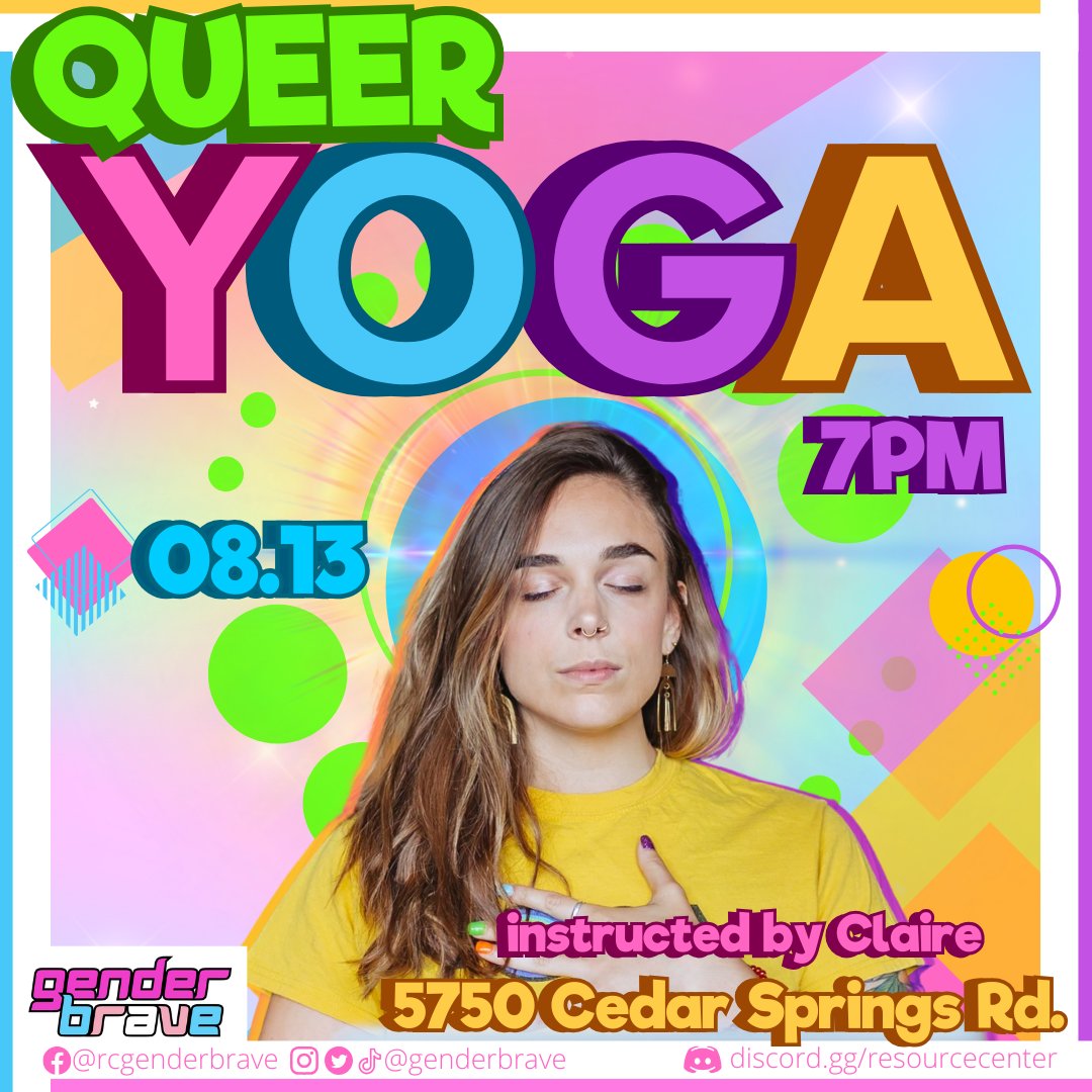 GenderBrave's tweet image. Join us TOMORROW for Queer Yoga!  Hosted upstairs at the Resource Center.  We have some extras, but encourage you to bring your own mats!  GenderBrave is a social program for trans and gender expansive adults ages 18-35.  

#GenderBrave #lgbtq #lgbt #transgender