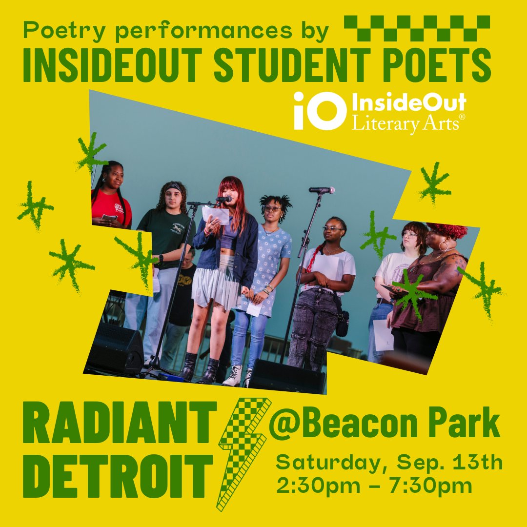 InsideOutDET's tweet image. RADIANT DETROIT: A Festival of Arts, Culture, and Wellness will feature 
-Music by @Mahoganyjonez the internationally renowned MC and cultural ambassador
-Poetry by InsideOut student poets
-Activities for the whole family!

SAT 9/13 @beaconparkdet

FREE! radiantdetroit.eventbrite.com
