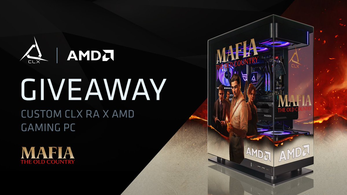 CLX Gaming (@clxgaming) on Twitter photo 🚨 PC GIVEAWAY ANNOUNCEMENT 🚨
We partnered with <a href="/AMDGaming/">AMD Gaming</a> to give you a chance to win a custom <a href="/2K/">2K</a> <a href="/mafiagame/">Mafia Game</a> The Old Country themed CLX Ra PC !
🔴 LIKE
🟠 REPOST
🟡 TAG A FRIEND
Enter here:
clxgaming.com/mafia-old-coun… 🚨 PC GIVEAWAY ANNOUNCEMENT 🚨
We partnered with <a href="/AMDGaming/">AMD Gaming</a> to give you a chance to win a custom <a href="/2K/">2K</a> <a href="/mafiagame/">Mafia Game</a> The Old Country themed CLX Ra PC !
🔴 LIKE
🟠 REPOST
🟡 TAG A FRIEND
Enter here:
clxgaming.com/mafia-old-coun…