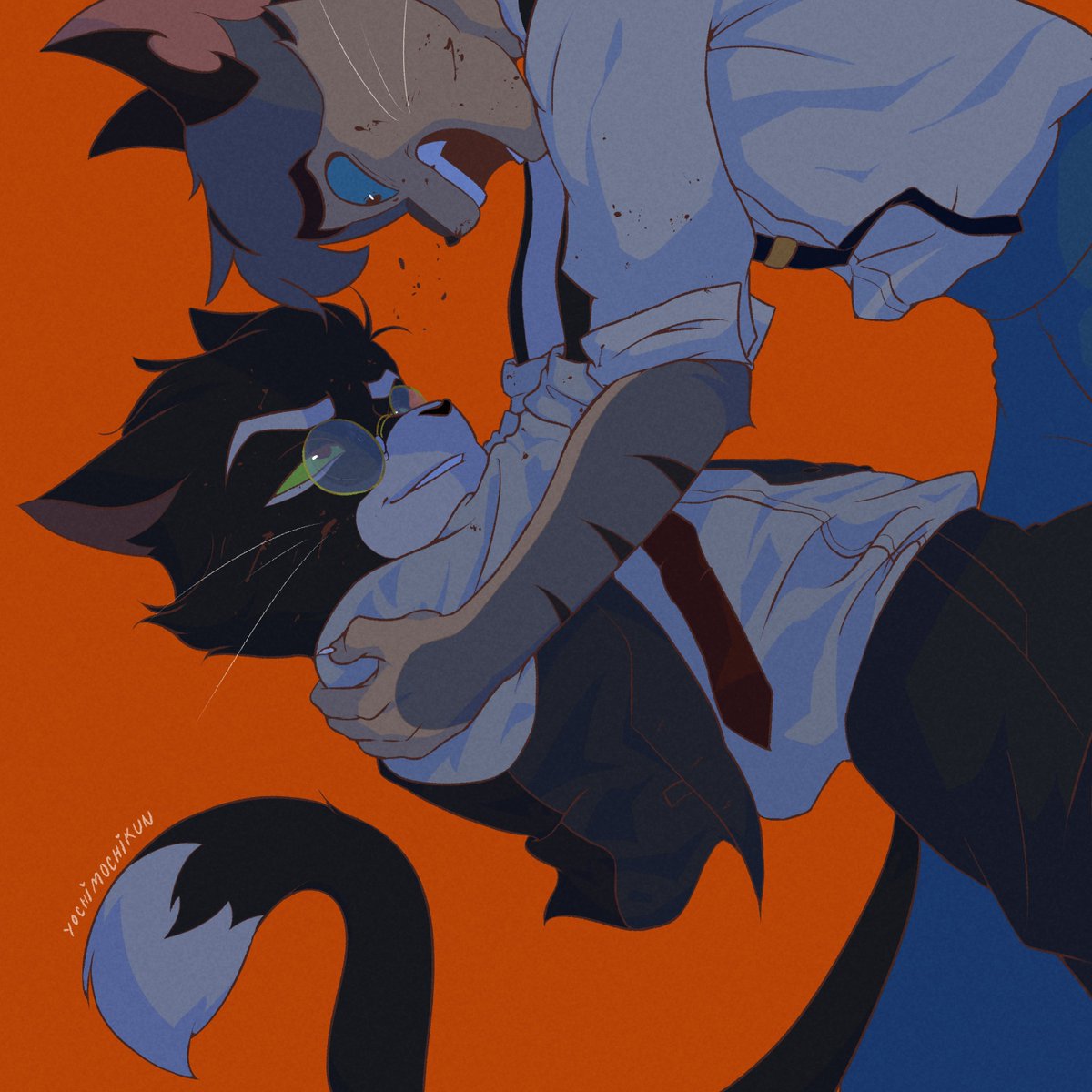 "We losers-in-arms quarrel and hurt each other to the point that we're pitiful husks of ourselves."

#LackadaisyCats #Lackadaisy #MordecaiHeller #RockyRickaby #lackadaisyfanart #boozecats #HellerBy