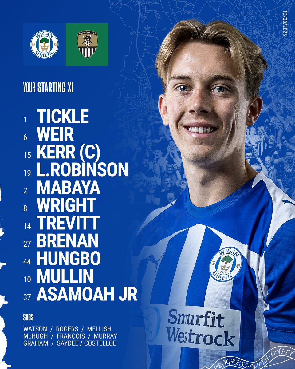 Tobias Brenan starts for <a href="/LaticsOfficial/">Wigan Athletic</a> as they face Notts county in the <a href="/EFL/">EFL</a> cup First Round⚽️✅