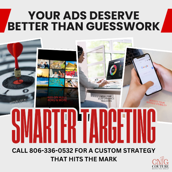 CoutureVia's tweet image. Amarillo businesses: Get better results with CTV &amp;amp; streaming ads!  
📲 Learn how: couturemarketinggroup.com/top-5-streamin…

📞 Call 806-336-0532
#CTVads #AmarilloBusiness