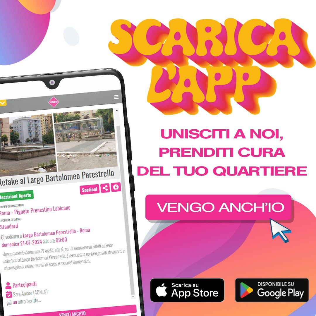 Retake_Roma's tweet photo. Partecipare a Retake è facilissimo. Basta scarica la nostra app (o cercare la web app), registrarsi e iscriversi all'evento desiderato. Non sono richieste quote associative, né mansioni particolari: ognuno può fare ciò che sente più vicino alle proprie attitudini. Ti aspettiamo! https://t.co/XhfGpzKNqf