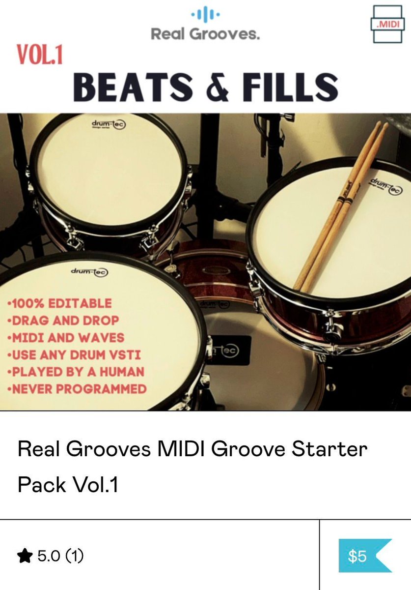 RGA_Audio's tweet image. Groove Starter Pack Vol 1: 150 real MIDI drum grooves (100–120 BPM), V‑Drum mapped, royalty‑free.
realgroovesaudio.gumroad.com | kvraudio.com/marketplace/re…

#midigrooves #drumgrooves #ezdrummer #musicproduction
