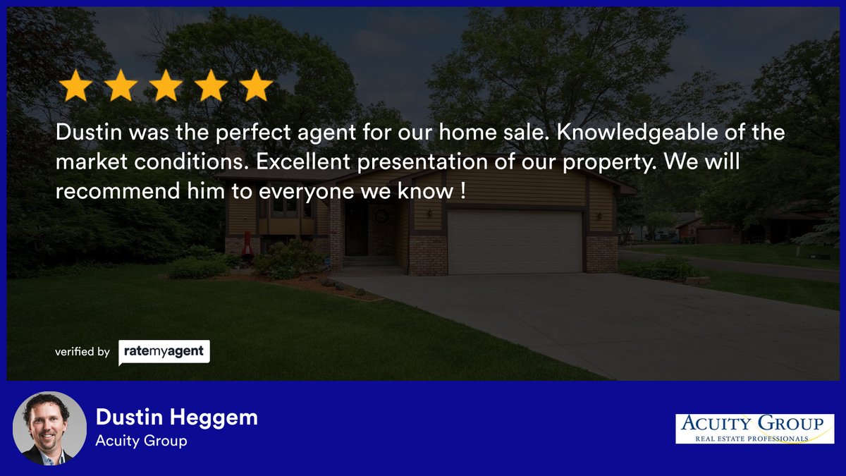 5My latest RateMyAgent review in Coon Rapids.
Real Estate Broker 40218960
rma.reviews/4scsa4m62hn4

...
Awesome Agent