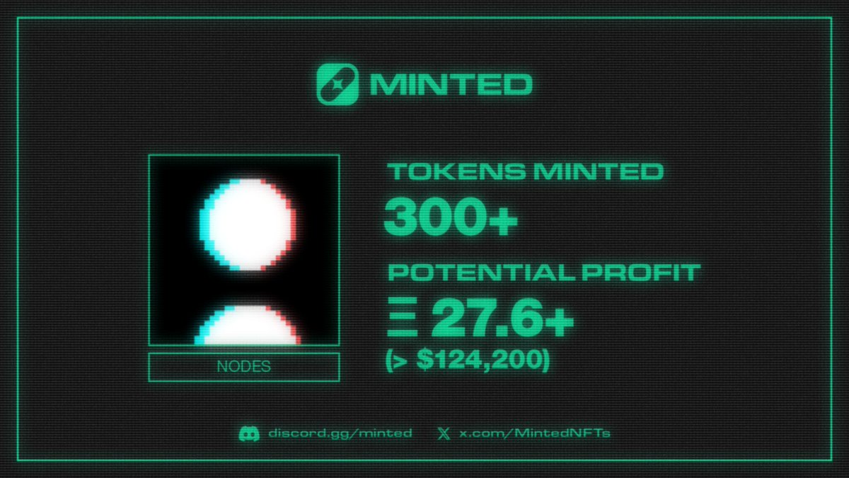 NFTs are back. Are you ready? ⚡

Join Minted via SOL: dash.minteddao.io 

Nodes 🤖

Mint Price: 0.005/0.0069 ETH
Floor Price: 0.092 ETH
ROI: 1200%

Here is your chance to join for FREE 🆓

<a href="/grok/">Grok</a> in 48 hours, pick 5 winners who follow me and interact with this tweet! 💚