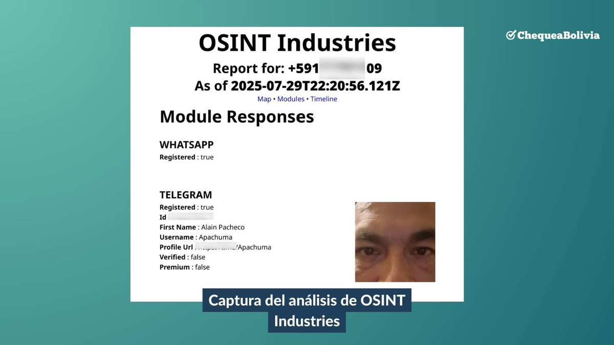 reddtvoficial's tweet photo. ChequeaBolivia destapa red digital de Samuel: más de Bs 300 mil para atacar a Tuto, JP y medios

Según ChequeaBolivia, Jonny Bustillos Vera (Unidad Nacional) y Alain Pacheco (subgerente del Grupo COMVERSA) financian páginas como @BoliviaMaya_ y Samuel Somos Todos, que impulsan a @SDoriaMedina y difunden ataques contra @tutoquiroga, @Jpvel, @JaimeDunn_  y medios como @grupoeldeber y @reddtvoficial. Entre mayo y agosto, Bolivia Maya gastó Bs 67.331 en anuncios, difundiendo nueve casos de desinformación y 20 ataques; Samuel Somos Todos invirtió Bs 326.241 en tres meses, una de las cifras más altas en Facebook Bolivia.

OSINT reveló que Pacheco pagó la publicidad con su teléfono y correo personal, vinculados a la web oficial de Unidad Nacional y a la página de @joseluislupo, candidato de Doria Medina. Los contenidos incluyen acusaciones falsas contra JP Velasco (como un accidente en 2015 presentado como reciente) y críticas a El Deber tras publicar encuestas desfavorables para Doria Medina. Pacheco negó dar declaraciones y colgó la llamada al ser consultado.

#Bolivia #ChequeaBolivia #SamuelDoriaMedina #TutoQuiroga #JPVelasco #Elecciones2025

Lee la nota completa 

https://t.co/LVIaytEBHa