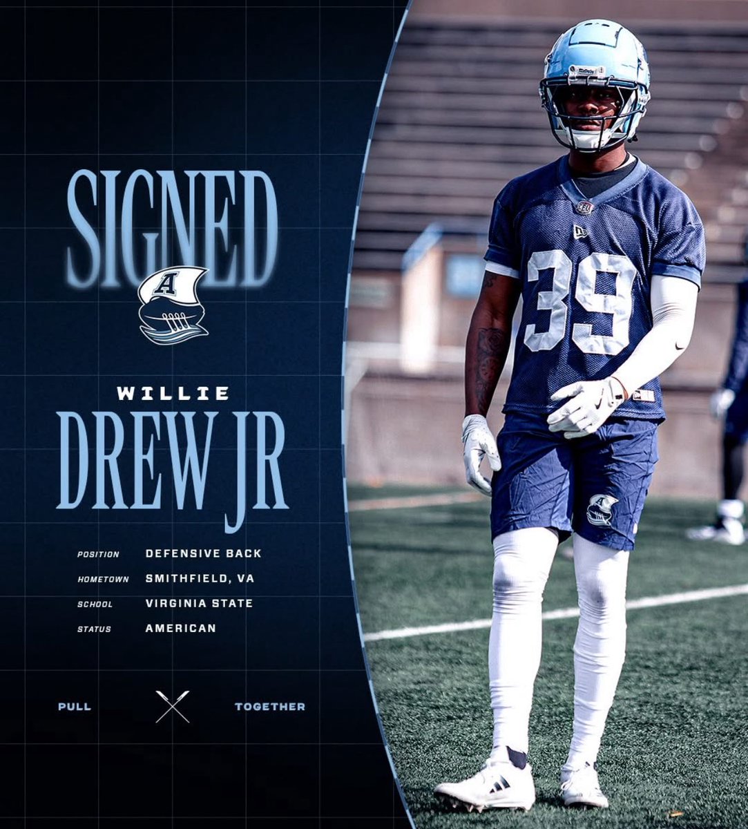 Will Drew from <a href="/VSUsports/">VSU Athletics</a> is back in the CFL with the <a href="/TorontoArgos/">Toronto Argonauts</a>