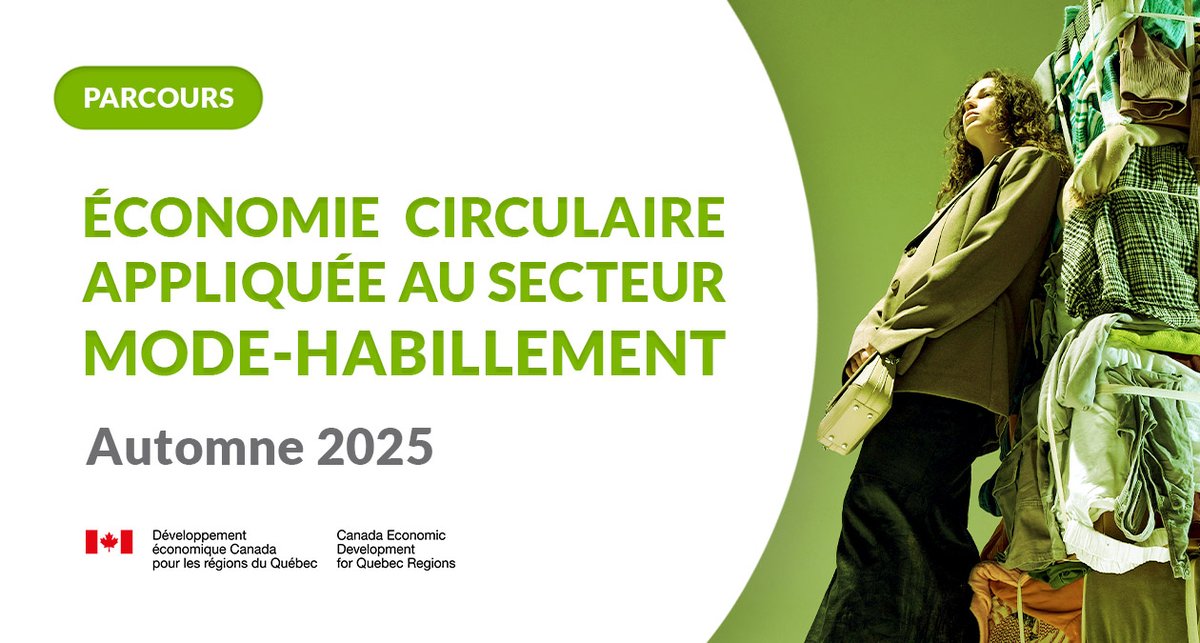 Dès septembre, participez à la nouvelle formule de formation-action du Parcours Économie circulaire appliquée au secteur mode-habillement. En partenariat avec Synergie Montréal, cette initiative est rendue possible grâce à l'appui financier de <a href="/DevEconCan/">DEC</a>. tinyurl.com/yw6f4799