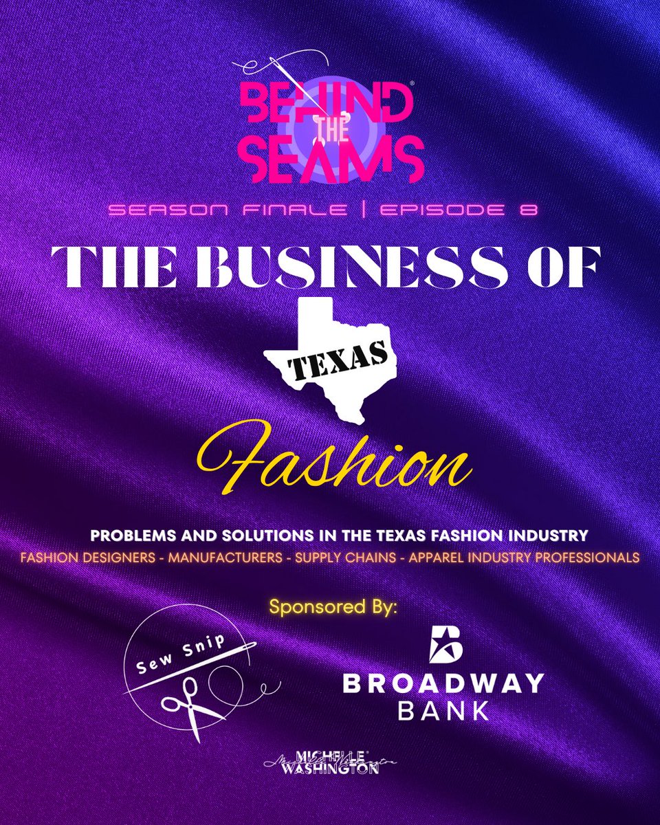 StylistMichelle's tweet image. SAVE THE DATE 🗓️ November 2, 2025…THE BUSINESS OF TEXAS FASHION 🤩 Talking about the problems and solutions in the Texas fashion industry (Special THANKS to our event sponsors BROADWAY BANK (broadway.bank) and SEW SNIP (sewsnip.com)