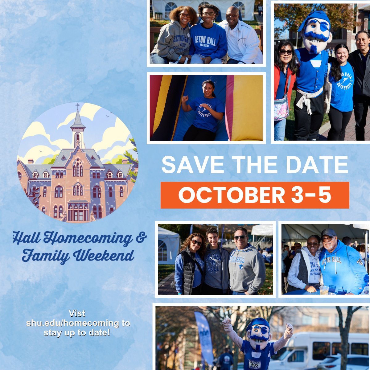 Seton Hall Alumni (@setonhallalumni) on Twitter photo The tradition continues at <a href="/SetonHall/">Seton Hall</a>. 💙
Hall Homecoming and Family Weekend returns October 3–5, 2025.
We invite alumni, families, and friends to reconnect, celebrate, and relive the moments that made Seton Hall home. 🏡🎓
📅 Registration opens soon — stay tuned for details. The tradition continues at <a href="/SetonHall/">Seton Hall</a>. 💙
Hall Homecoming and Family Weekend returns October 3–5, 2025.
We invite alumni, families, and friends to reconnect, celebrate, and relive the moments that made Seton Hall home. 🏡🎓
📅 Registration opens soon — stay tuned for details.
