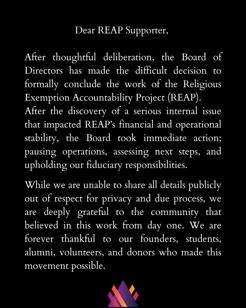 Religious Exemption Accountability Project tweet media