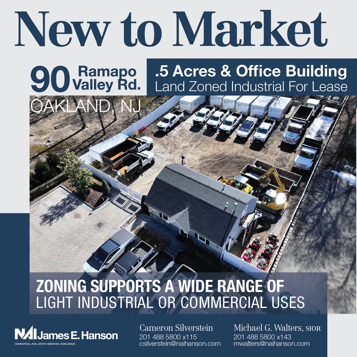 🏭 Strategic Bergen County location.  ±0.5 acres w/ ±600 SF office on busy 🚗 Route 202. Ideal for contractors, service businesses, or storage. ✅ Outdoor space, 🌟 prime visibility, 🛣 minutes to 287 &amp; 208.
📞Contact: Cameron S. &amp; Michael G. W.
🔗: bit.ly/3J9OzoD

#cre