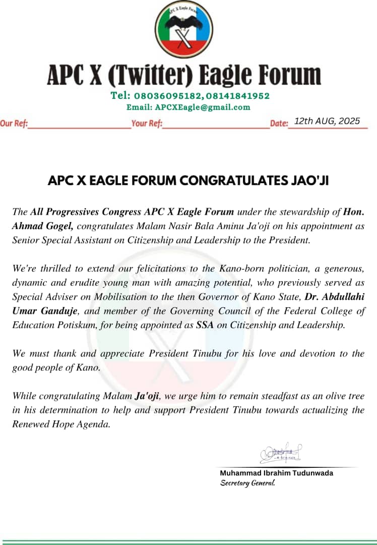 Alameen___Abba's tweet photo. APC X EAGLE FORUM CONGRATULATES JAO'JI @nasir_jaoji https://t.co/akAT6Fk9ZI