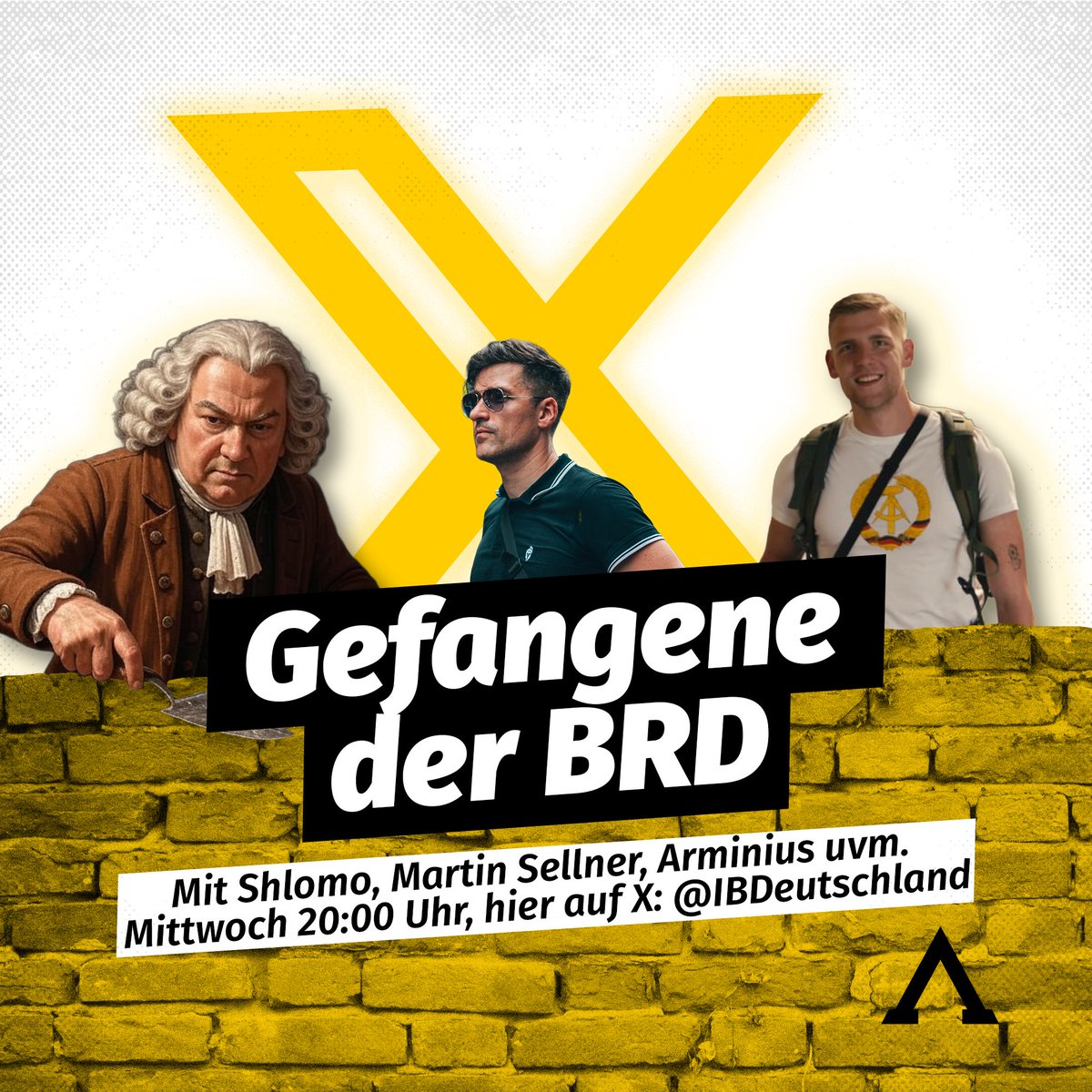 Identitäre Bewegung (@ibdeutschland) on Twitter photo RAUMNAHME Gefangene der BRD
Morgen begrüßen wir als Gast in unseren Liveformat RAUMNAHME <a href="/shlomo96/">Zertifikatsmaurer Aron Pielka</a>!
Er wird sich unter anderem mit <a href="/Martin_Sellner/">Martin Sellner</a> und <a href="/arminiusdd/">Arminius</a> über Repressionen gegen rechte Aktivisten unterhalten wird.
🕗Wann? Mittwoch, 20:00 Uhr
📷Wo? hier auf X RAUMNAHME Gefangene der BRD
Morgen begrüßen wir als Gast in unseren Liveformat RAUMNAHME <a href="/shlomo96/">Zertifikatsmaurer Aron Pielka</a>!
Er wird sich unter anderem mit <a href="/Martin_Sellner/">Martin Sellner</a> und <a href="/arminiusdd/">Arminius</a> über Repressionen gegen rechte Aktivisten unterhalten wird.
🕗Wann? Mittwoch, 20:00 Uhr
📷Wo? hier auf X