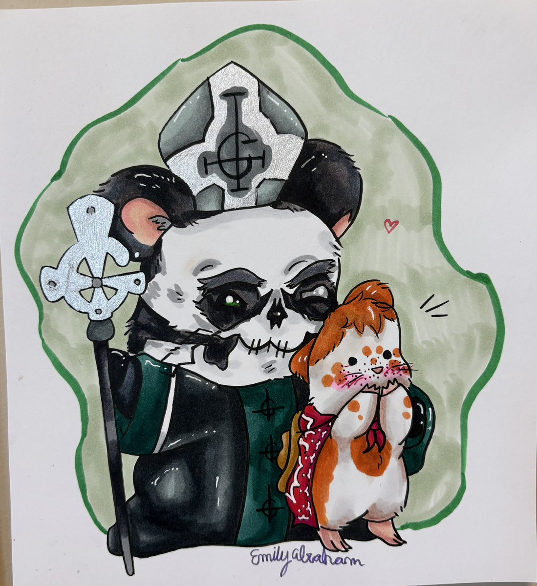 HonestitisAbe's tweet photo. More Ham Hamifying magic!!
@RavSenpai_Alt ‘s OC Finch with Secondo!
Such cuties! Looks like Secondo snuck up on Finch!
#ghost #hamhams #comms #GhostBand #papaemeritusii https://t.co/oz6fpuCnQg