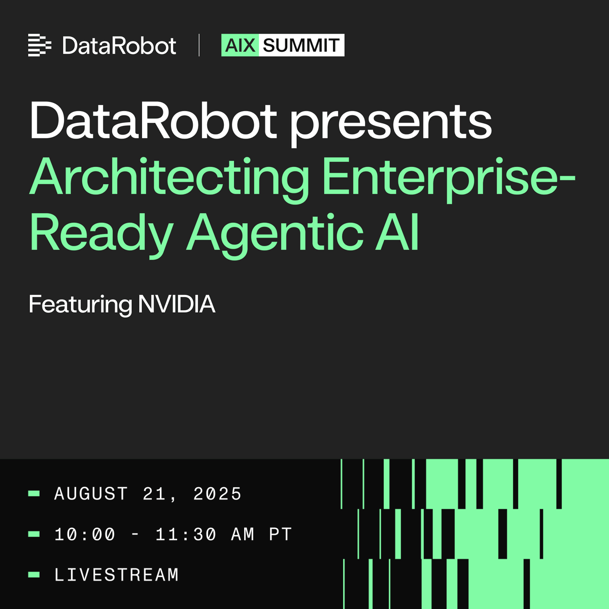 DataRobot's tweet image. Join DataRobot at AIX Summit for the unveiling of our jointly built Agent Workforce Platform with @NVIDIA.
📅 Aug 21 | 10-11:30am PT
🔗 bit.ly/45eDvz9
#AI #agenticAI #NVIDIA