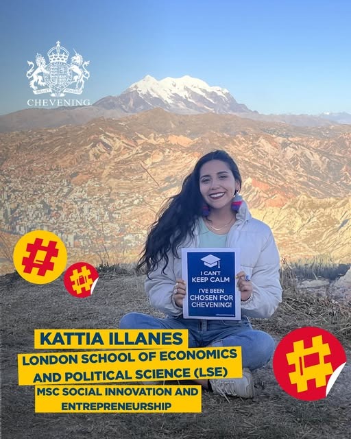 ePC_UCB's tweet image. 🎉 ¡Felicidades a Katia Illanes! 🇧🇴🎓
Graduada de #ePC y becaria Chevening 2025-2026, estudiará su Maestría en Social Innovation and Entrepreneurship en la prestigiosa LSE 🇬🇧.
Un orgullo para Bolivia y ejemplo de perseverancia. 💼🚀
#OrgulloEPC #Chevening #LSE #TalentoBoliviano