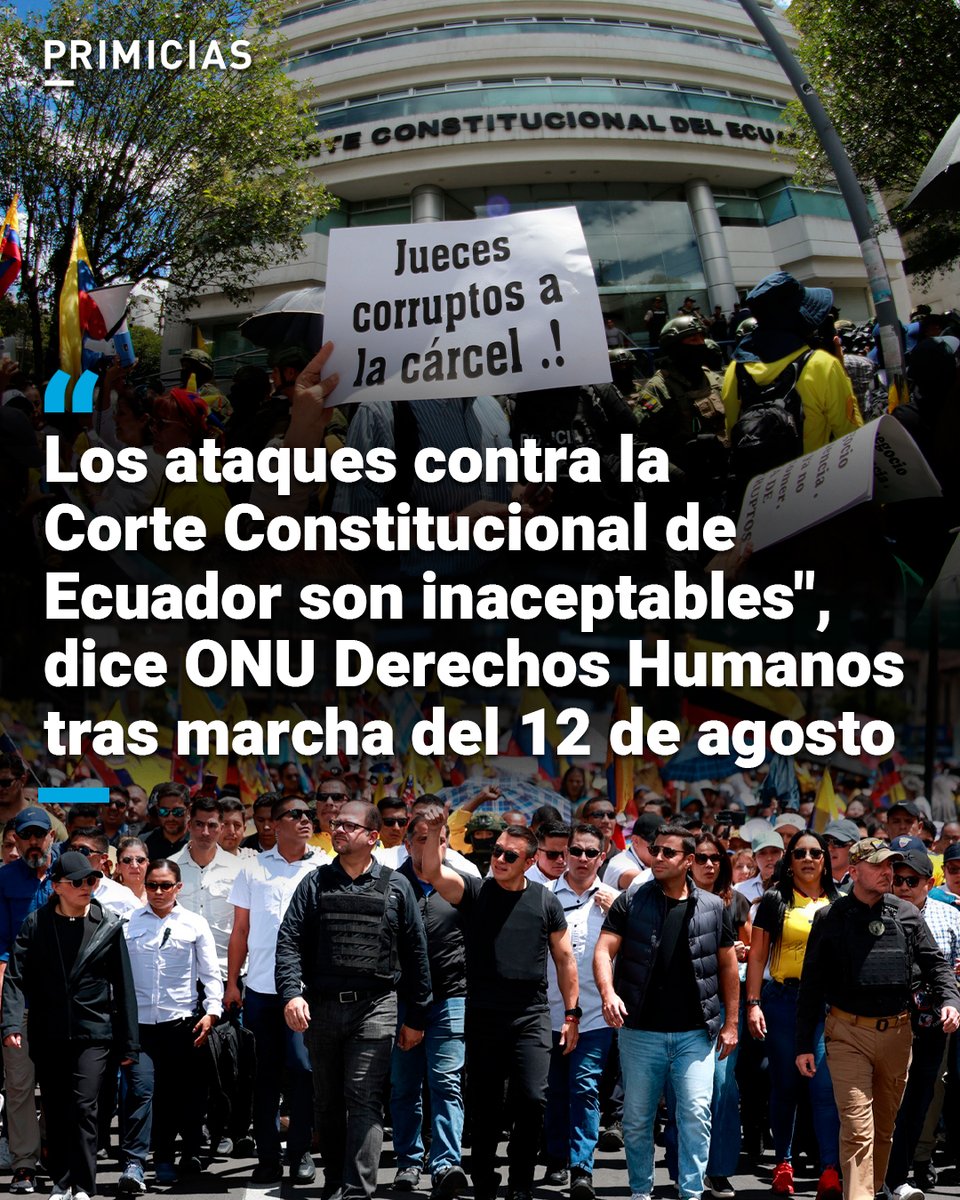 Primicias's tweet photo. El Alto Comisionado de la ONU para los Derechos Humanos, Volker Türk, se pronunció este martes 12 de agosto, día que se desarrolló la marcha convocada por el Gobierno de Daniel Noboa contra la Corte Constitucional. https://t.co/nniDw656lu https://t.co/KkeULvUUoo