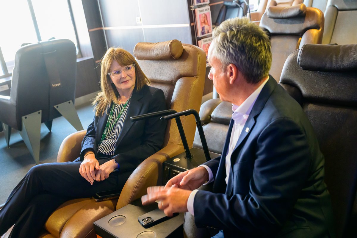 Economy_NI's tweet photo. Economy Minister Dr @CArchibald_SF has toured @StenaLineUKIE facilities at @BelfastHarbour to hear more about their operations and their economic contribution to the north, and discuss a number of issues, including the current skills landscape.

As part of the visit, the Minister toured one of the vessels and heard more about two new freight vessels being introduced on the Belfast–Heysham route. The NewMax hybrid ships will boost freight capacity by 80% and are able to operate on more sustainable fuel types.

The Minister said: "Stena Line’s investment in Belfast not only strengthens the north’s trade infrastructure and facilitates the smooth movement of goods but also enhances connectivity that supports our growing tourism sector, with Belfast acting as a gateway to the north more generally.

"I welcomed the opportunity to meet with Stena Line to hear more about its operations and its interest in supporting the development of skills in this area."