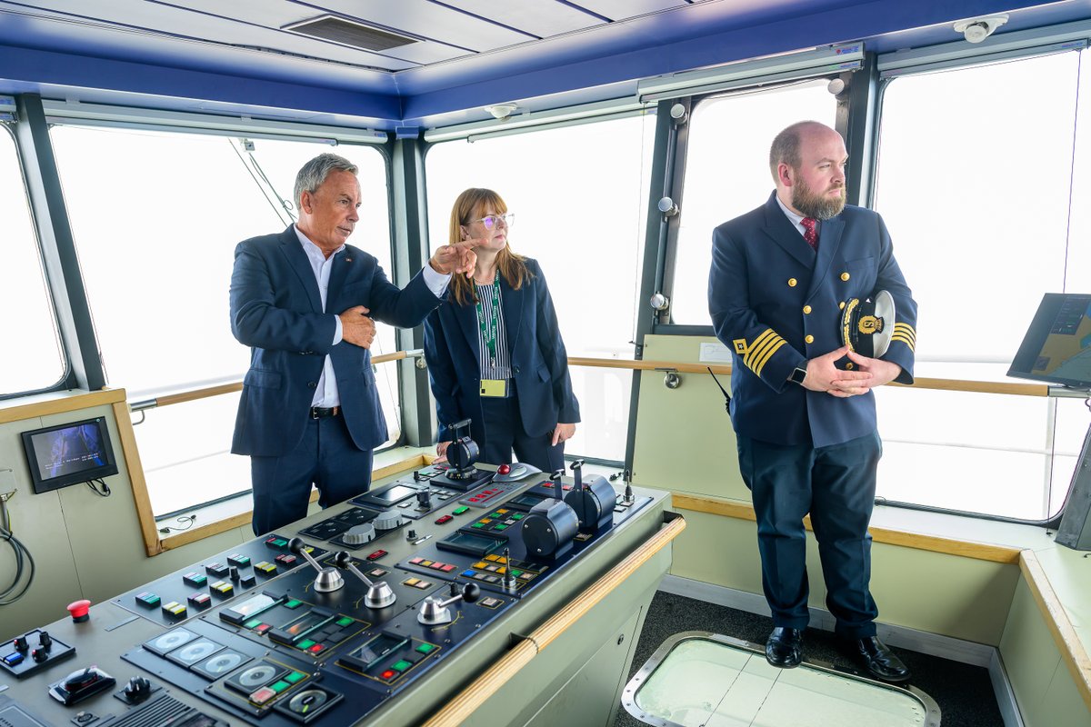 Economy_NI's tweet photo. Economy Minister Dr @CArchibald_SF has toured @StenaLineUKIE facilities at @BelfastHarbour to hear more about their operations and their economic contribution to the north, and discuss a number of issues, including the current skills landscape.

As part of the visit, the Minister toured one of the vessels and heard more about two new freight vessels being introduced on the Belfast–Heysham route. The NewMax hybrid ships will boost freight capacity by 80% and are able to operate on more sustainable fuel types.

The Minister said: "Stena Line’s investment in Belfast not only strengthens the north’s trade infrastructure and facilitates the smooth movement of goods but also enhances connectivity that supports our growing tourism sector, with Belfast acting as a gateway to the north more generally.

"I welcomed the opportunity to meet with Stena Line to hear more about its operations and its interest in supporting the development of skills in this area."