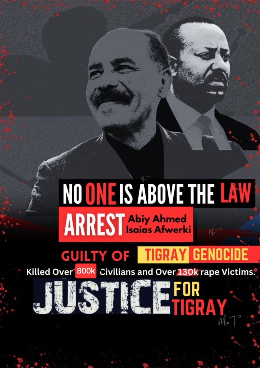 Day 1744 of the #TigrayGenocide:

Justice delayed is justice denied. The world’s silence is not neutrality-it’s complicity #Tigray needs recognition, justice, and the peace promised in Pretoria.

#Justice4Tigray

#UpholdPretoriaAgreement