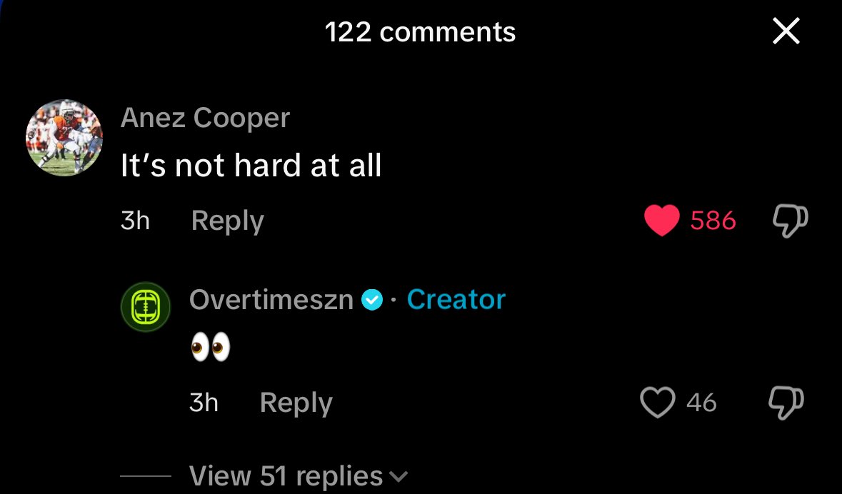 KeithJouganatos's tweet image. The Miami - Florida rivalry is still red hot. 

Canes O Lineman Anez Cooper commented on a Tik Tok @overtime posted titled “Imaging having to guard Warren Sapp’s son, Tyreak Sapp. 

“It’s not hard at all”