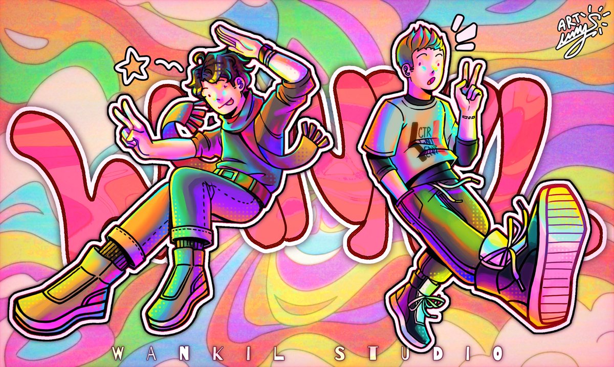 _Sunjoy_ly's tweet image. Vous connaissez l’Hyperpop en dessin ? Moi oui, et jai voulu tester avec une illu #wankil ☝️ Attention ça peut un peu piquer les yeux (je met le fond en isolé parce que je le trouve sympa !) || @WankilStudio @laink @terracid