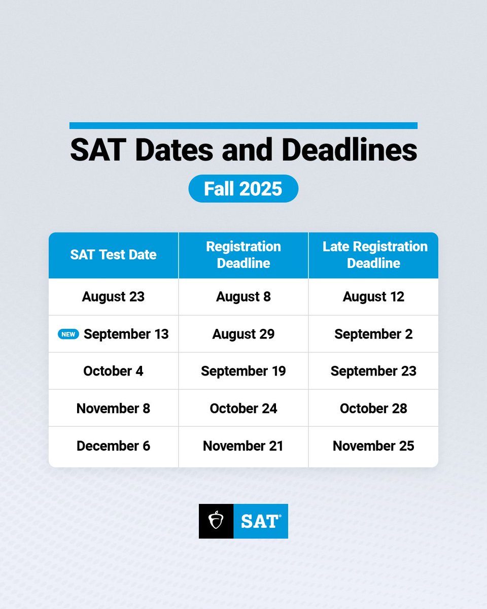 ⏳ LAST CHANCE ⌛

Missed registering for the August #SAT? Late registration closes TONIGHT at 11:59 p.m. ET. 

Make it official — reserve your seat now. 🔗 spr.ly/6017fo4AP