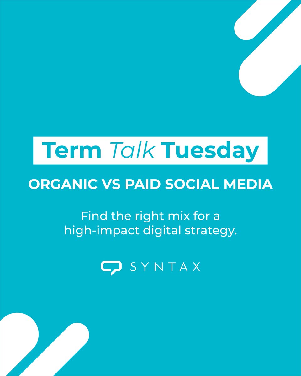 SyntaxStrategic's tweet image. Both are essential. But they serve different roles.
Organic social media builds long-term relationships. Paid social is designed to reach beyond your followers.
At Syntax, we use both to create a balanced, high-impact digital strategy.
syntaxstrategic.ca/our-services/d…