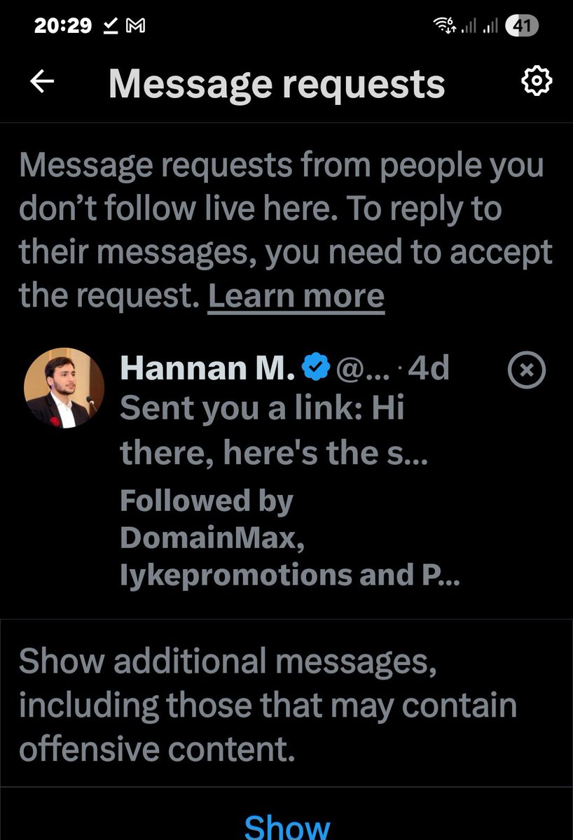 Amiensi's tweet photo. @amthehannan It was in message requests. Thanks. https://t.co/gVJLev21MB
