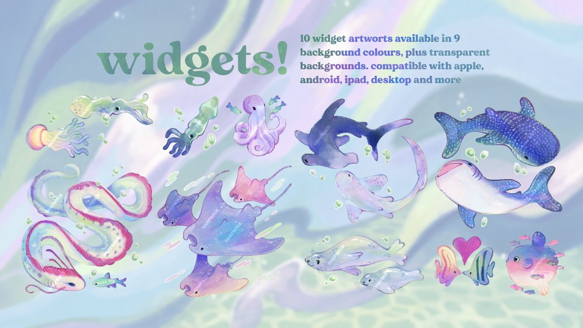 i made an ocean wallpaper &amp; icon bundle! 🦀🐚🐟