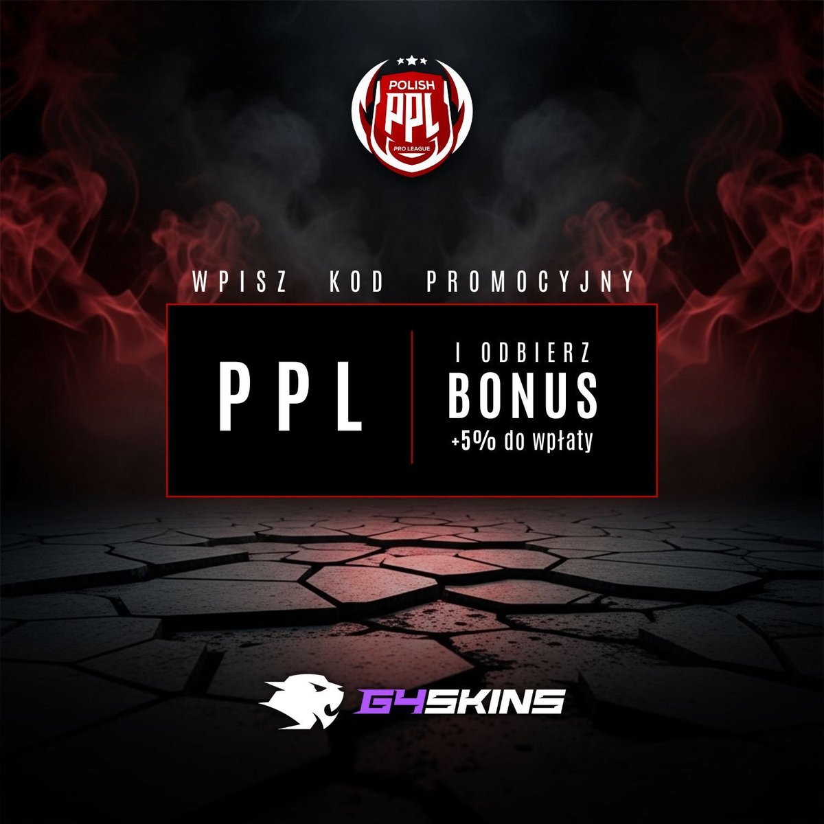 🔥 PPL PRO trwa w najlepsze, a Ty dalej nie użyłeś kodu PPL na <a href="/g4skinsdotcom/">G4SkinsCOM</a> ? Ludzie mówią, że daje +5% do wpłaty…  +5% szans na zaakceptowanie podania do HUB’a i +50% do ego w lobby🤫