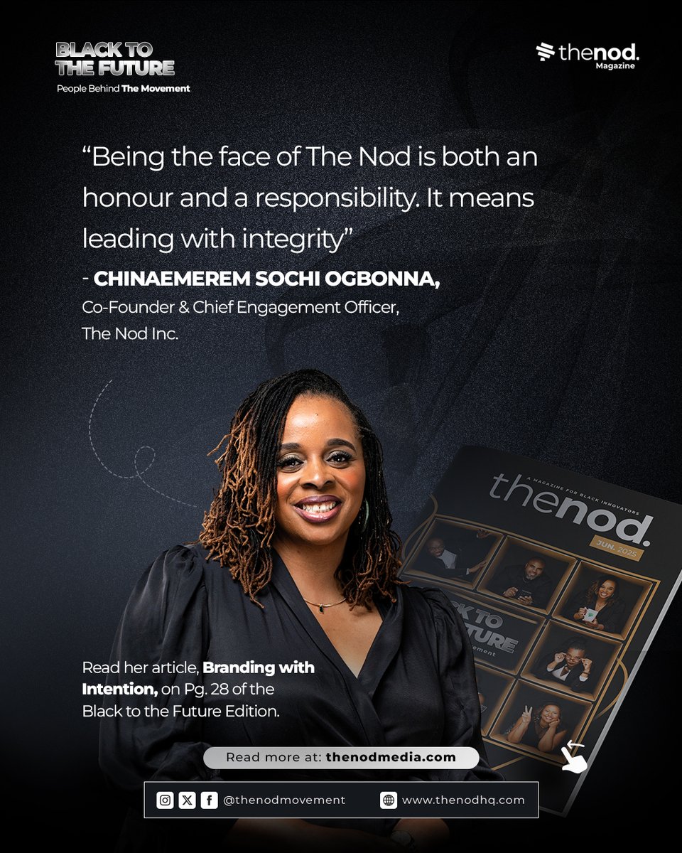 thenodhq's tweet photo. 1. The future doesn’t build itself; people do.

This special feature from Black to the Future, the latest edition of The Nod Magazine, brings you closer to the minds behind the mission. https://t.co/I7z3UPd6Na
