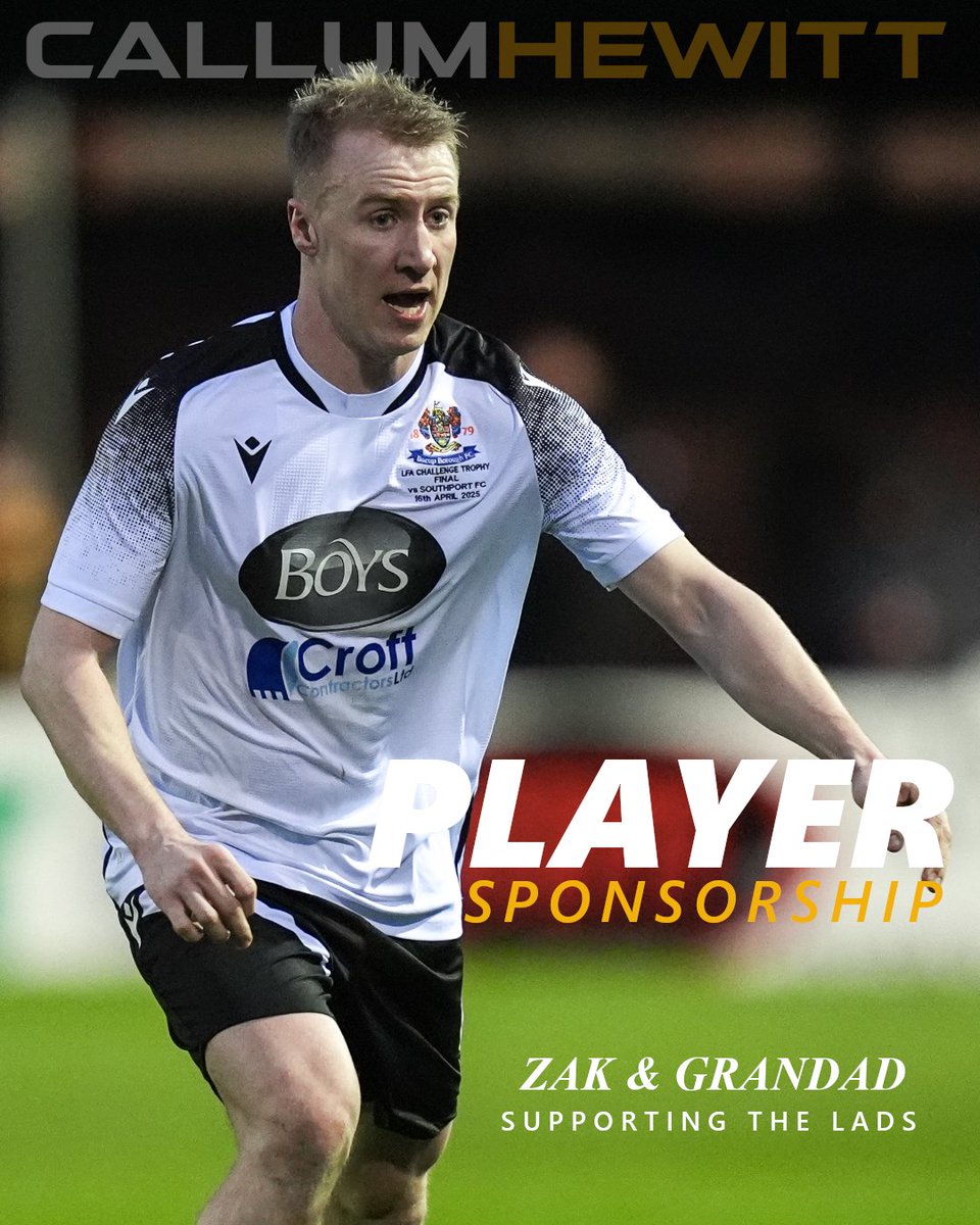 Zak Kierans and his grandad Simon kilshaw are sponsoring <a href="/CallumHewitt7/">Cal</a> during the 2025/26 season.

Simon, said, "We are sponsoring Callum for his commitment to the team and his appreciation of the supporters. Absolutely great lad”. 👏👏👏