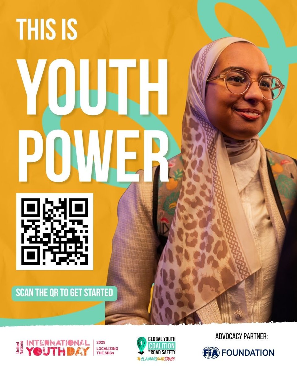 We’re celebrating International Youth Day 2025!
<a href="/ClaiminOurSpace/">Global Youth Coalition for Road Safety</a>, powered by <a href="/YOURS_YforRS/">YOURS - Youth for Road Safety</a>, is amplifying the voices of young people creating safer, more inclusive streets 

Take the 2-minute checklist to reflect on youth participation in road safety
bit.ly/thisisyouthpow…