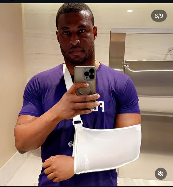 kaybronsix's tweet photo. Just a reminder, Kaybobo recently had surgery last year on his arm after an injury. 

The current task puts extra strain on his shoulder, so it’s no surprise he struggled. 

Please let’s learn to give him the grace he deserves. 

NEVER STOP VOTING KAYBOBO. ⚠️

#BBNaija #Kaybobo https://t.co/EYVUzjbBlb